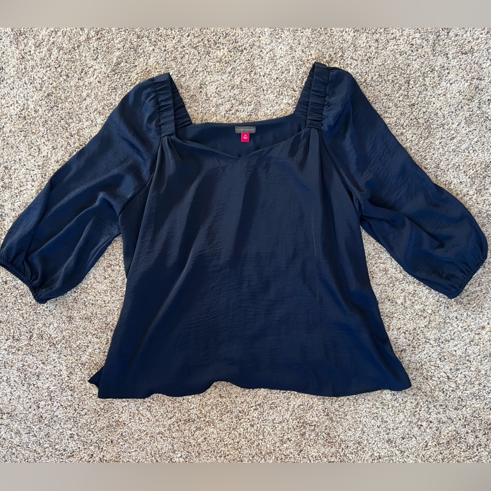 Vince Camuto Plus Size V-Neck Puff 3/4 Sleeve Rumple Blouse